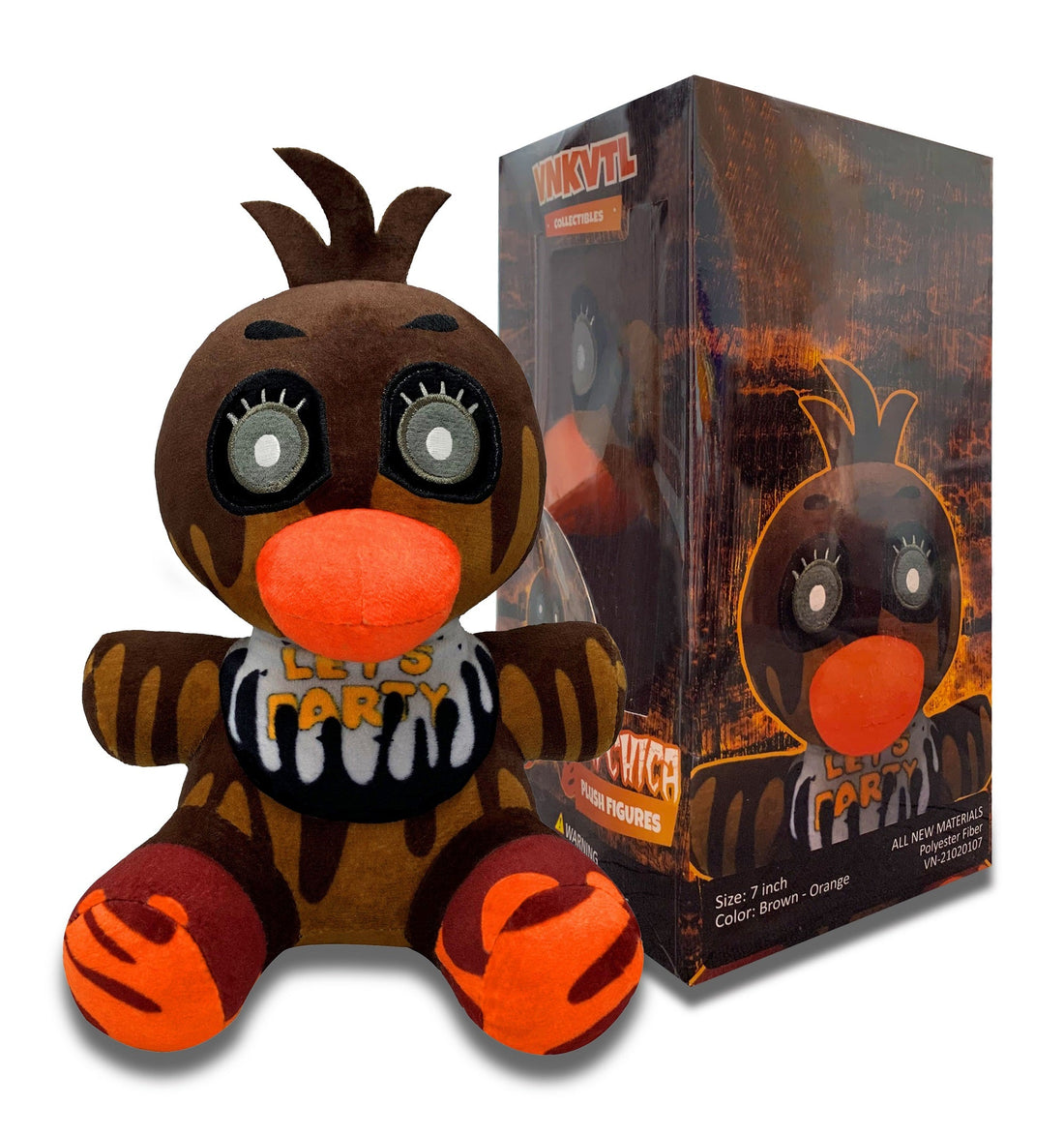 Combo 1 - 5 Character Nightmare plush, Phantom Chica plush, Chocolate Bonnie plush, Phantom Freddy plush, Foxy Plush 7 inch - US
