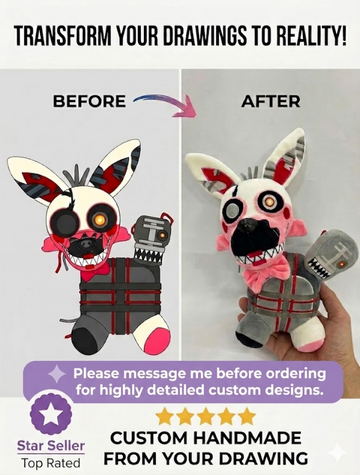 Custom Plush Toy – Handmade Personalized Character from Drawing or Photo
